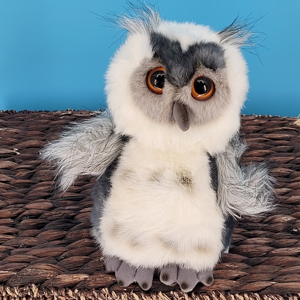 Aurora great horned Owl Plush Kids Small Stuffed Animal Bird realsitc education